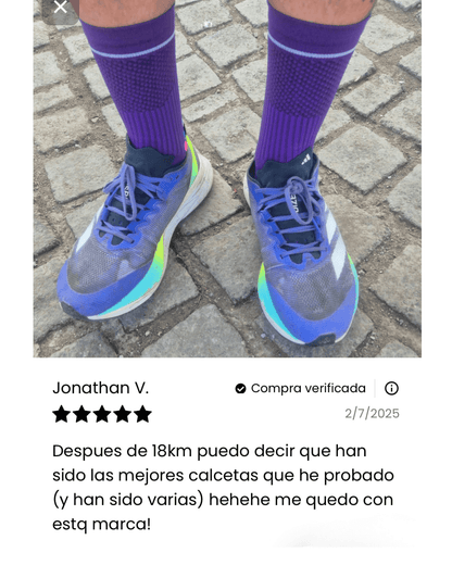 Calcetin Runner de compresion EVOLRUN Purple + Experiencia runner + regalos