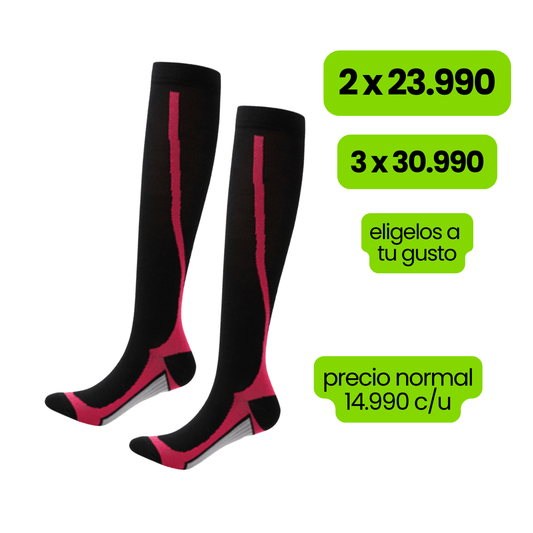 Calcetin RunMove Black fucsia