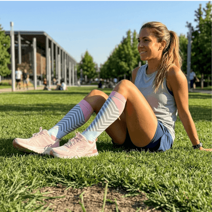 Calcetin Compresion Rosa/Gris