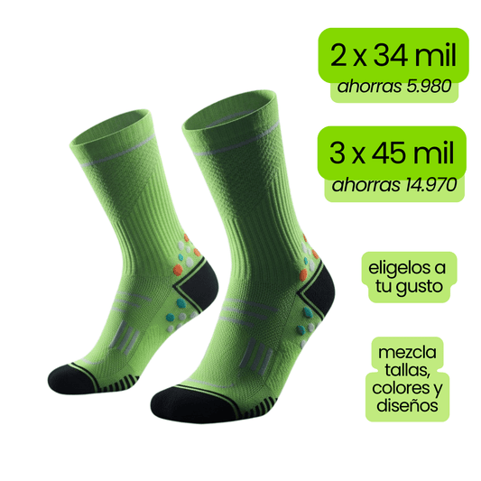 Calcetin Runner de compresion EVOLRUN Verde + Regalos