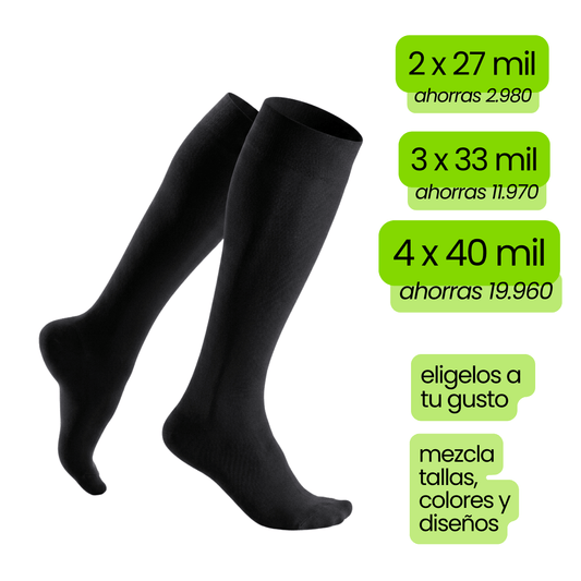Calcetin Compresion Negro Liso