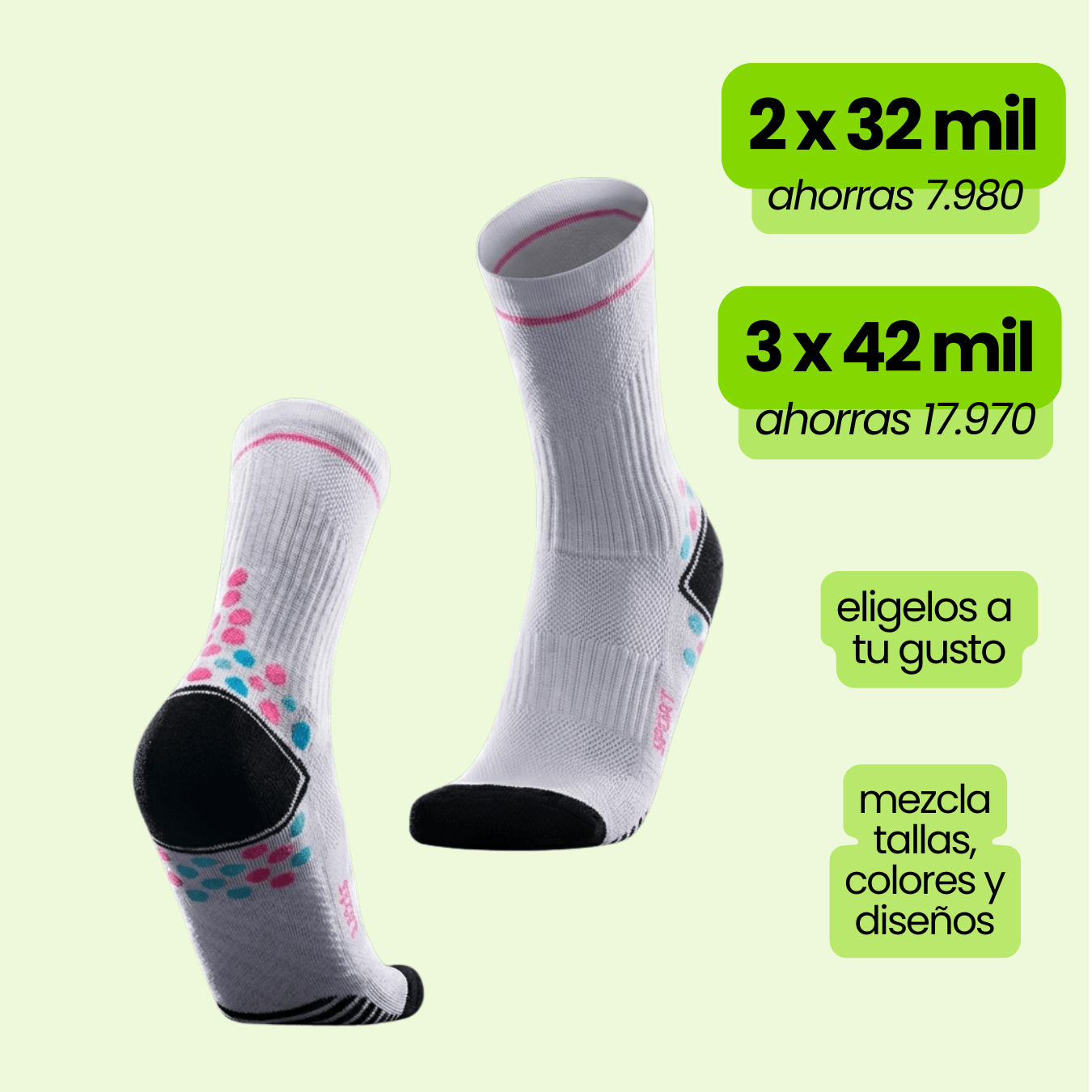 Calcetin Runner de compresion EVOLRUN Blanco + Regalos