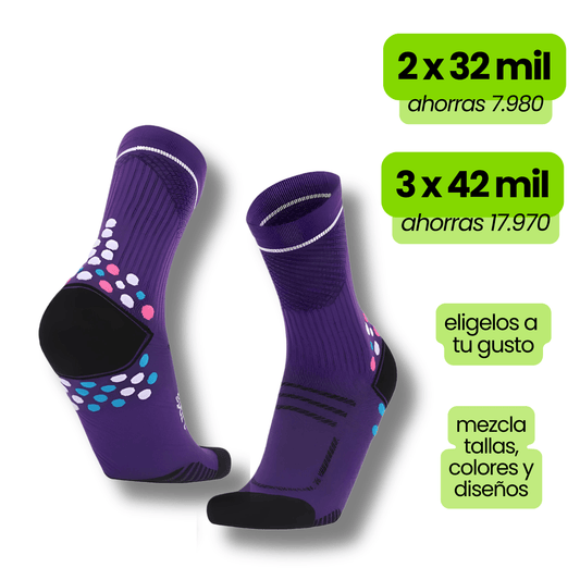 Calcetin Runner de compresion EVOLRUN Purple  + Regalos