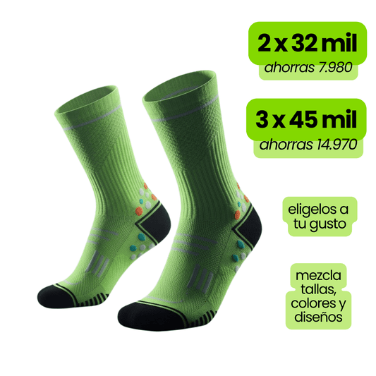 Calcetin Runner de compresion EVOLRUN Verde + Regalos