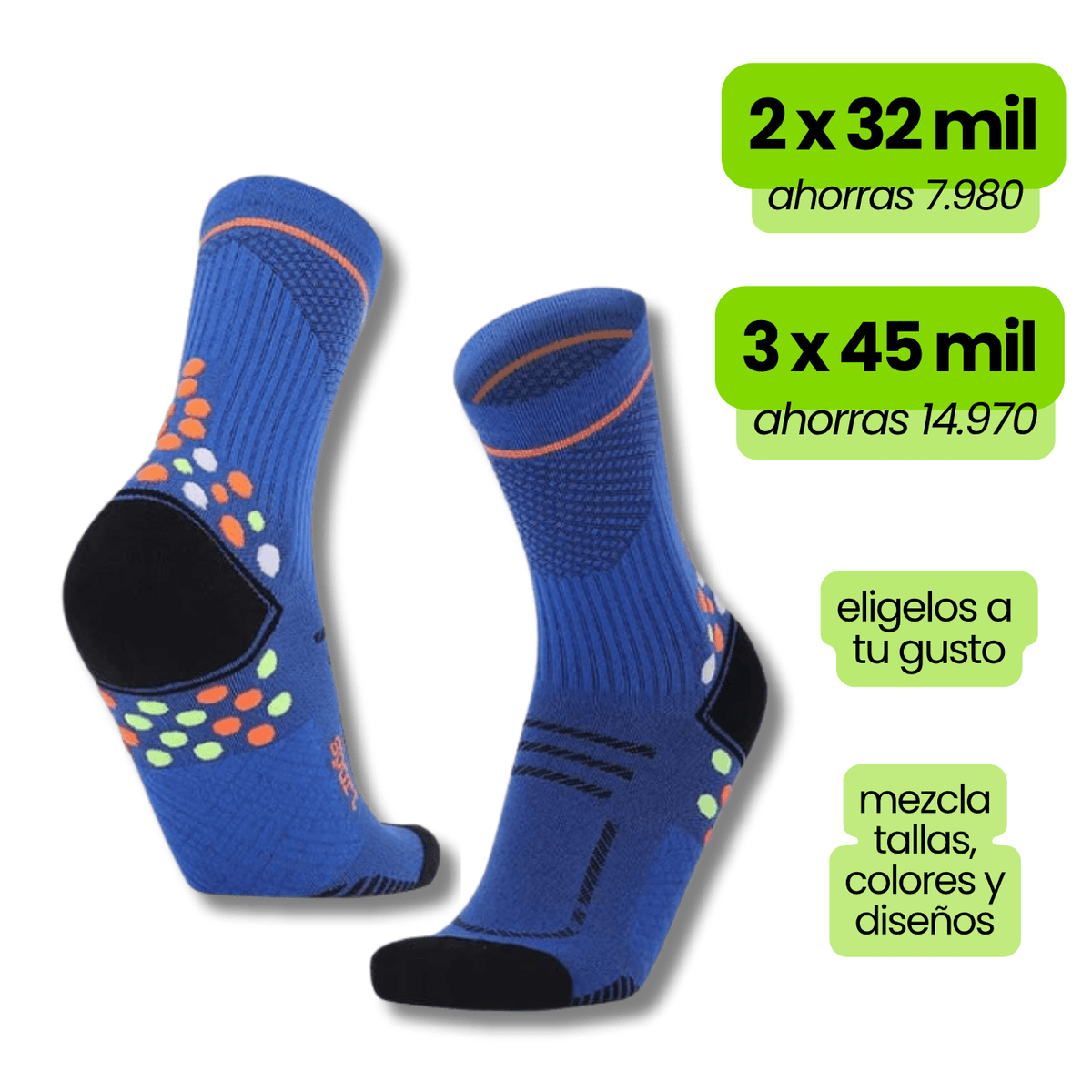 Calcetin Runner de compresion EVOLRUN Blue + Regalos