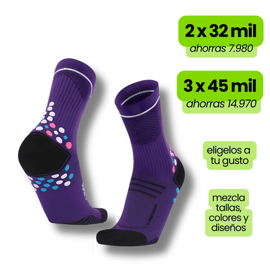 Calcetin Runner de compresion EVOLRUN Purple  + Regalos