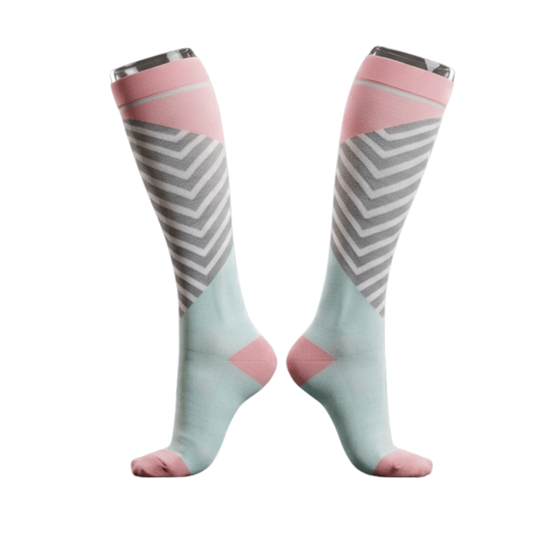 Calcetin Compresion Rosa/Gris