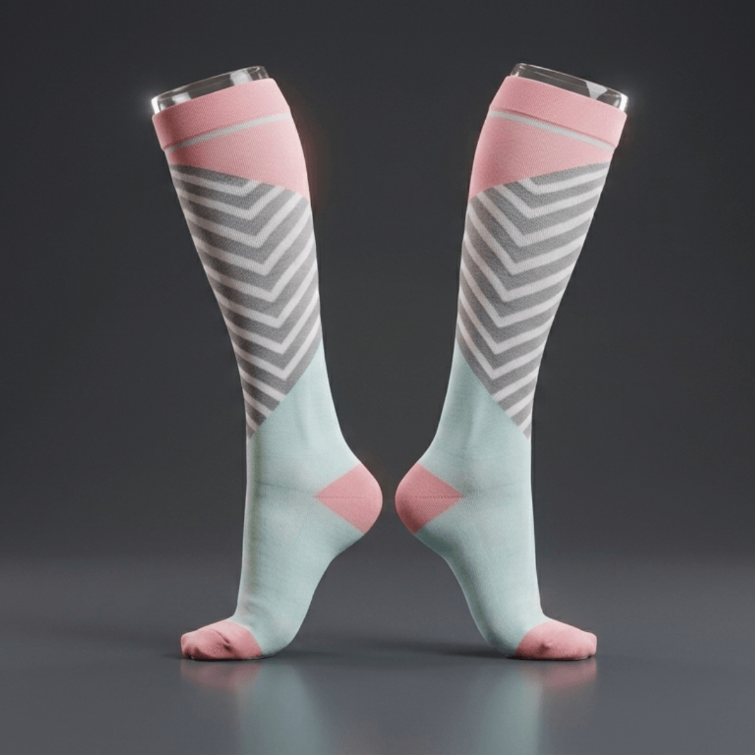Calcetin Compresion Rosa/Gris