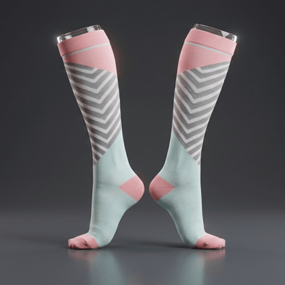 Calcetin Compresion Rosa/Gris